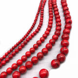 Red Howlite Turquoise Stone Round Loose Beads 4-12 mm for Jewelry Making