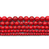 Red Howlite Turquoise Stone Round Loose Beads 4-12 mm for Jewelry Making