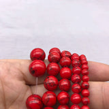 Red Howlite Turquoise Stone Round Loose Beads 4-12 mm for Jewelry Making