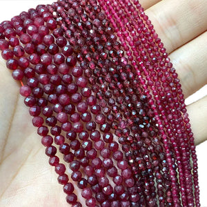 Red Garnet Round Stone Beads for Jewelry Making 2MM 3MM 4MM