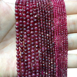 Red Garnet Round Stone Beads for Jewelry Making 2MM 3MM 4MM