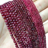 Red Garnet Round Stone Beads for Jewelry Making 2MM 3MM 4MM