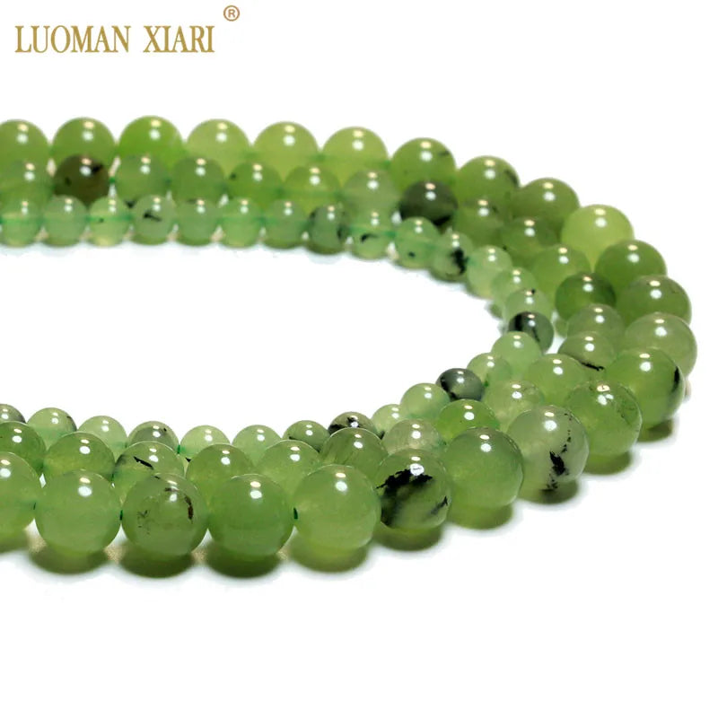Natural Green Prehnite Chalcedony Stone Beads 6/8/10mm