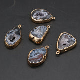 Agate Gilt Edge Irregular Pendant Necklace Earrings