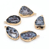 Agate Gilt Edge Irregular Pendant Necklace Earrings