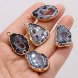 Agate Gilt Edge Irregular Pendant Necklace Earrings