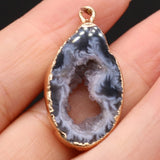 Agate Gilt Edge Irregular Pendant Necklace Earrings