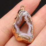 Grey Agate Irregular Gilt Edges Pendant for Jewelry Making