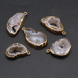 Grey Agate Irregular Gilt Edges Pendant for Jewelry Making