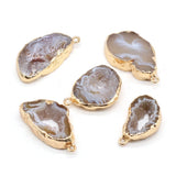 Grey Agate Irregular Gilt Edges Pendant for Jewelry Making