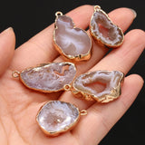 Grey Agate Irregular Gilt Edges Pendant for Jewelry Making