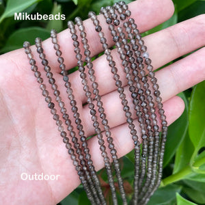 Natural Smoky Quartz Faceted Loose Beads 3mm 4mm Round for Jewelry Making