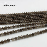 Natural Smoky Quartz Faceted Loose Beads 3mm 4mm Round for Jewelry Making