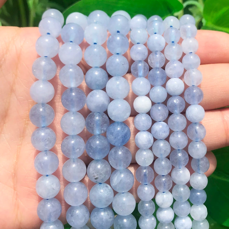 Aquamarines Stone Round Spacer Beads 6 8 10mm