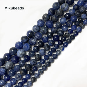 Smooth Sodalite Stone Beads 15" Strand 6mm 8mm 10mm
