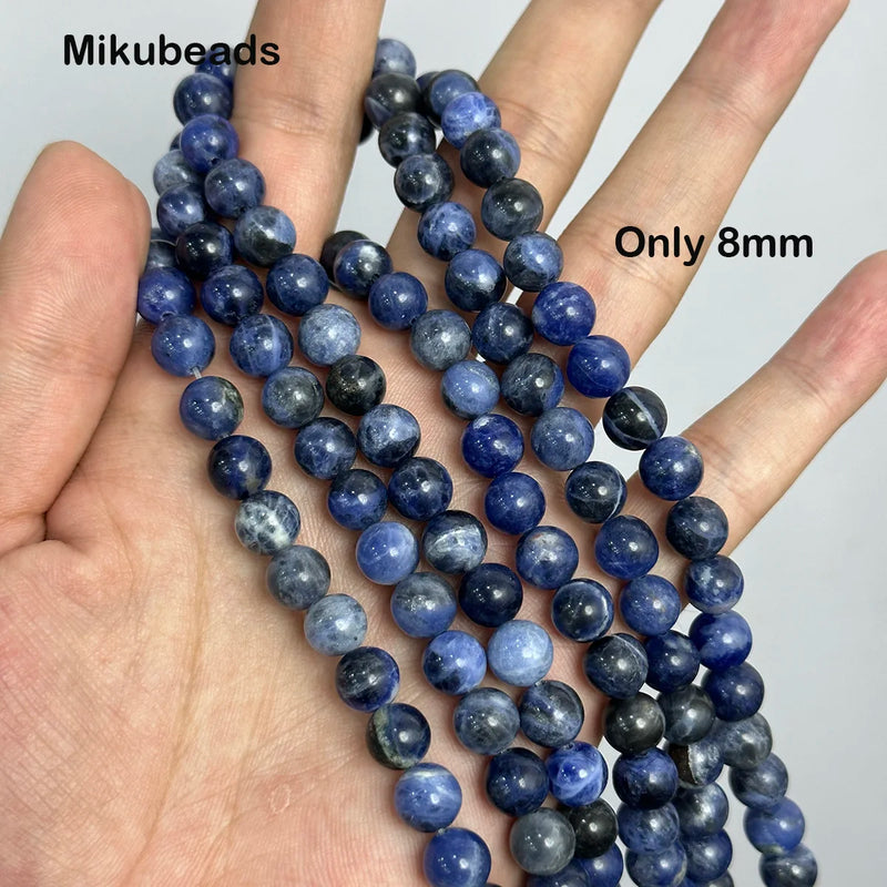 Smooth Sodalite Stone Beads 15" Strand 6mm 8mm 10mm