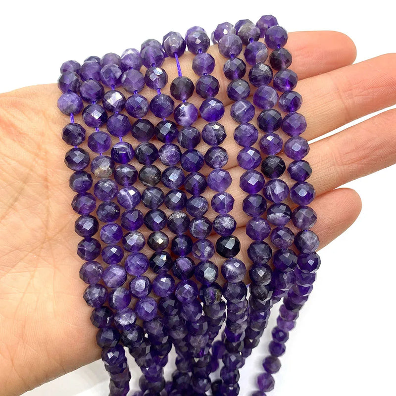 Amethyst Faceted Beads 6mm Fine Crystal DIY Necklace Bracelet Accessory