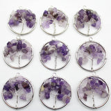 Natural Stone Amethyst Lapis Lazuli Tree of Life Pendant 7 Chakra Reiki Pendant