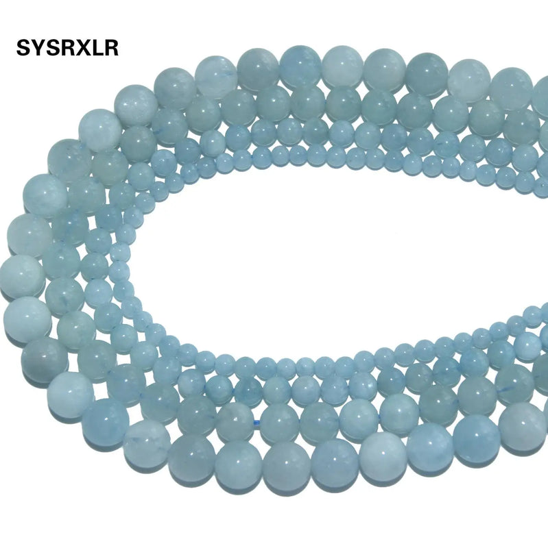 Aquamarine Round Spacer Beads 4-10mm for Jewelry Making DIY Bracelet Necklace