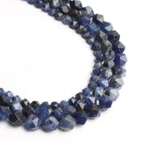 Faceted Sodalite Round Beads 15 Inch 6/8/10mm DIY Jewelry Bracelet