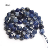Faceted Sodalite Round Beads 15 Inch 6/8/10mm DIY Jewelry Bracelet