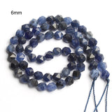 Faceted Sodalite Round Beads 15 Inch 6/8/10mm DIY Jewelry Bracelet