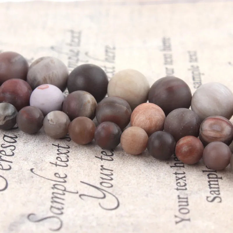 Matte Red Brown Wood Jaspers Loose Beads for Jewelry Making DIY Bracelet