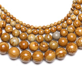 Smooth Brown Wood Grain Natural Stone Beads 4-12mm for DIY Jewelry Making