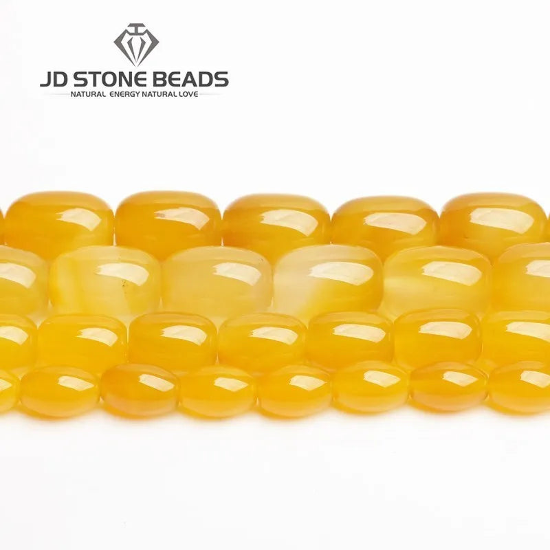 Yellow Agates Drum Barrel Shape Beads for DIY Jewelry