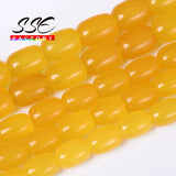 Yellow Agates Drum Barrel Shape Beads for Jewelry Making