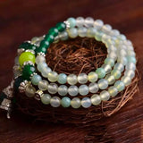 Natural Stone Bracelet Beads with Tibetan Silver Bells Pendant