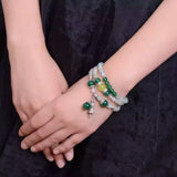Natural Stone Bracelet Beads with Tibetan Silver Bells Pendant