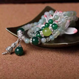 Natural Stone Bracelet Beads with Tibetan Silver Bells Pendant