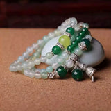 Natural Stone Bracelet Beads with Tibetan Silver Bells Pendant
