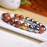 Terahertz Stone Bracelet with Wood Beads - Crystal Jewelry