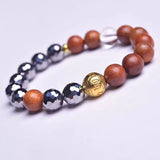 Terahertz Stone Bracelet with Wood Beads - Crystal Jewelry