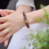 Terahertz Stone Bracelet with Wood Beads - Crystal Jewelry