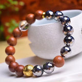 Terahertz Stone Bracelet with Wood Beads - Crystal Jewelry