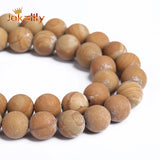 Natural Stone Brown Wood Grain Loose Beads Jewelry DIY 4-16mm