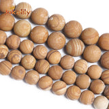 Natural Stone Brown Wood Grain Loose Beads Jewelry DIY 4-16mm
