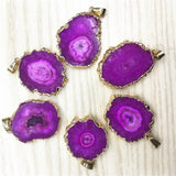 Agates Geode Drusy Druzys Pendant Crystal Flower Slice Necklace Women Jewelry