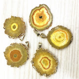 Agates Geode Drusy Druzys Pendant Crystal Flower Slice Necklace Women Jewelry