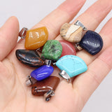 Natural Stone Fan Shape Pendant for DIY Jewelry Making 22X23MM