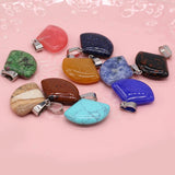 Natural Stone Fan Shape Pendant for DIY Jewelry Making 22X23MM