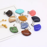 Natural Stone Fan Shape Pendant for DIY Jewelry Making 22X23MM