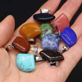 Natural Stone Fan Shape Pendant for DIY Jewelry Making 22X23MM