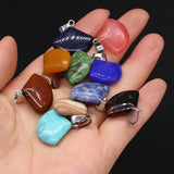Natural Stone Fan Shape Pendant for DIY Jewelry Making 22X23MM