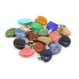 Natural Stone Fan Shape Pendant for DIY Jewelry Making 22X23MM