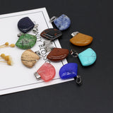 Natural Stone Fan Shape Pendant for DIY Jewelry Making 22X23MM