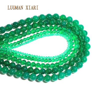 Green Agat Beads Round DIY Bracelet Necklace 15'' Strand Mix 4/6/8/10/12 m